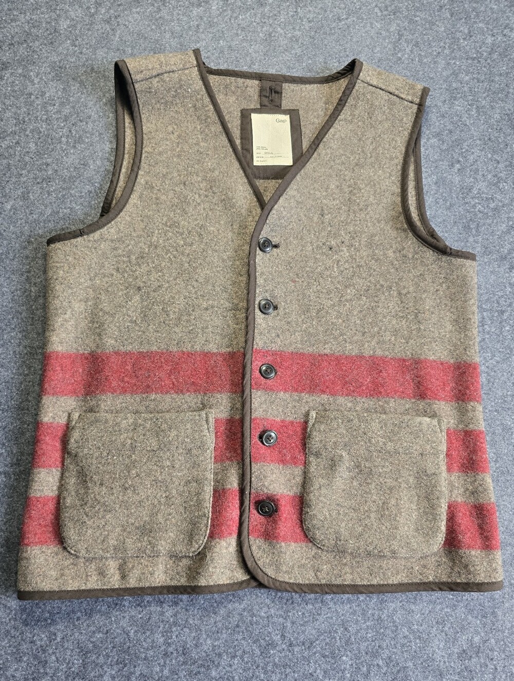 Vintage 90s Gap Striped Wool Vest Men Medium - Picture 1 of 11